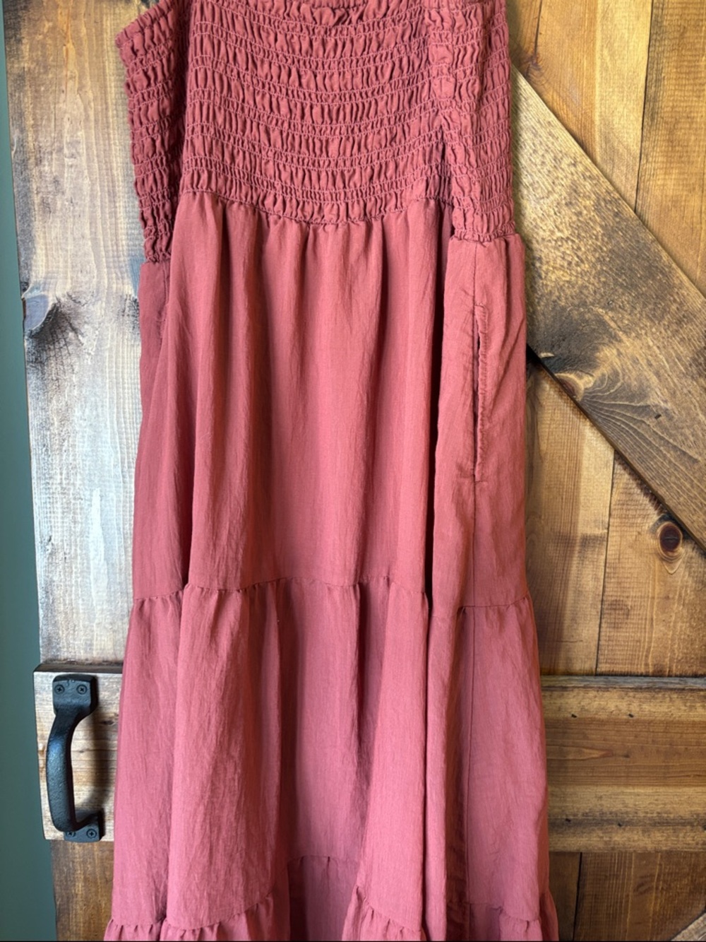 Smocked Spaghetti Strap Maxi Dress - Dusty Rose - Picture 8 of 10